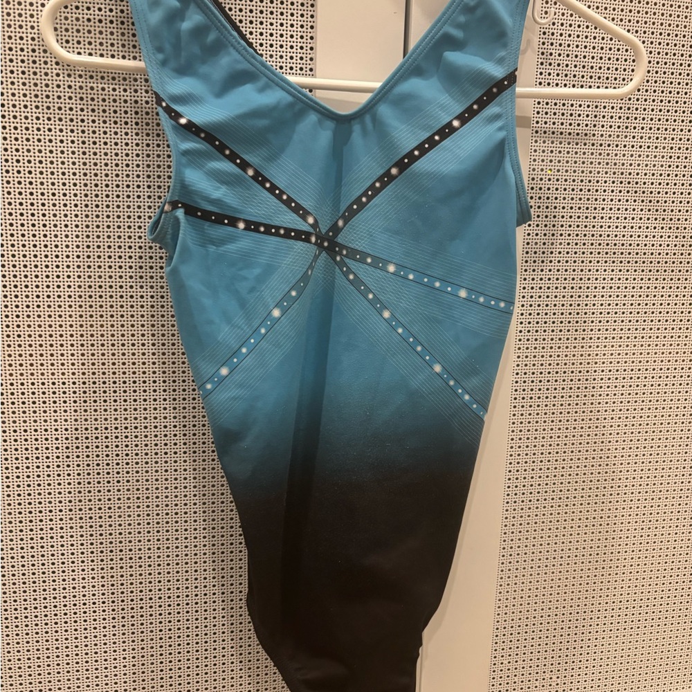 GK Blue and Black Performance Leotard